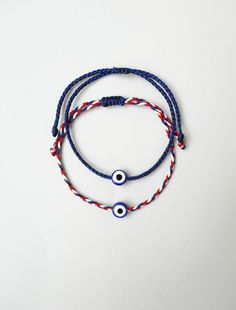 Evil eye braided bracelet, Navy blue, Sailors bracelet, Mens Sailing bracelet, Red white and blue Nautical bracelet, Husband gift for him Sailing Bracelet, Sailor Bracelet, Macrame Thread, Bracelet Evil Eye, Nautical Bracelet, Bracelet Mens, Braided Bracelet, Minimal Jewelry, Evil Eye Bracelet