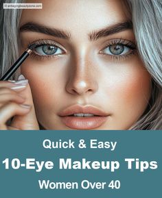 Woman using eyeliner tips for women over 40 Eye Makeup For Over 40 How To Apply, How To Make Up Eyes, Makeup For Over 40 Look Younger, Eye Makeup Over 40, Eyeliner Recommendations, Eye Wrinkles Remedies, Eyeliner Tricks, Aging Eyes, Expensive Skin Care Products