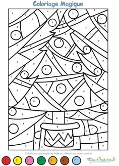 a christmas tree coloring page with numbers and colors to print out for adults, teens and children