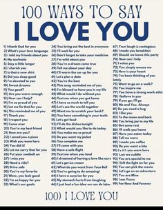 a poster with the words 100 ways to say i love you in blue and white