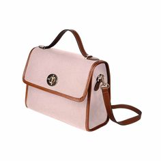 Uniquely You Scallop Seashell Pink All Over Print Waterproof Canvas Brown Canvas Crossbody Bag With Top Handle, Brown School Shoulder Canvas Bag, Brown Rectangular Canvas School Bag, Coated Canvas Crossbody Satchel For Office, Brown Rectangular Coated Canvas Briefcase, Brown Top Handle Canvas Bag With Adjustable Strap, Brown Rectangular Canvas Bag With Top Carry Handle, Brown Satchel Canvas Bag For School, Beige Canvas Satchel For Office