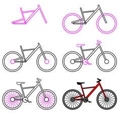 How to Draw a Bicycle Bicycle Drawing Simple, Cartoon Bicycle, Art Steps, Chalkboard Pictures, Captain America Comic Art, Bicycle Cake, Simple Bike