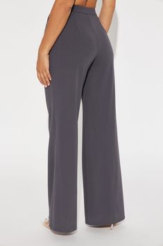 Available In Charcoal. Trouser Pant High Rise Button & Zip Closure Side Pockets Wide Leg Non Stretch 33" Inseam Pair With "Power Hour Vest Top" 95% Polyester 5% Spandex Imported | Power Hour Wide Leg Trouser in Charcoal size Small by Fashion Nova Non-stretch Wide Leg Bottoms With Side Pockets, Wide Leg Pants With Pockets And 4-way Stretch, Gray Wide-leg Pants With Pockets, Gray Stretch High-waist Wide Leg Pants, Non-stretch Gray Wide Leg Pants With Pockets, Power Hour, Jeans Jumpsuit, Trouser Pants, Vest Top