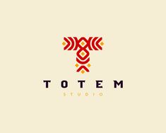 the logo for totem studio, which is designed in red and orange colors with an abstract