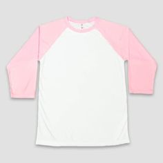 Sublimation Blanks - 100% Polyester ADULT White/Black Raglan T-Shirt X-S, Small, Medium, Large, X-Large, 2XL Lightweight performance t-shirt Buttery soft polyester Durable Best t-shirt for sublimation printing Reliable USA based wholesale supplier Color: White/Pink Sizes (ADULT): XS, Small, Medium, Large, X-Large, 2X-Large Basic Pink Pre-shrunk T-shirt, Sporty Pink T-shirt With Screen Print, Pink Relaxed Fit Pre-shrunk T-shirt, Pink Crew Neck Top With Sublimation Graphic Print, White Raglan Sleeve T-shirt For Sports, Pink Cotton Sublimation T-shirt With Custom Print, Basic Pink Pre-shrunk Shirt, Sporty Pink Top With Custom Print, White Sports Top With Custom Print