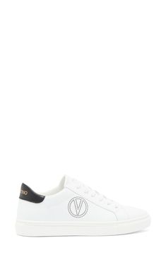 The brand's logo and a contrasting collar define a low-top sneaker shaped from smooth leather and secured with a classic lace-up closure. Leather upper/textile lining/synthetic sole Imported Leather Platform Sneakers With Logo Print And White Sole, Leather Platform Sneakers With Logo Print, Classic Lace-up Sneakers With Logo Print, Modern Platform Lace-up Sneakers With Logo Print, Leather Platform Sneakers With Logo Detail And Round Toe, Classic Low-top Custom Sneakers With Logo Print, Classic Low-top Sneakers With Logo Detail, Leather Low-top Sneakers With Logo Print, Sporty Leather Platform Sneakers With Logo