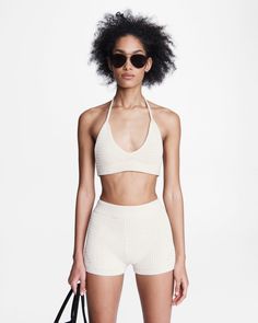 Lena Cotton Halter Top | Apparel Tops | rag & bone Chic Summer Tops With Seamless Construction, Chic Seamless Tops For Summer, Chic Seamless Summer Tops, Vacation Racerback Top With Built-in Bra, Halter Neck Tops With Seamless Construction For Yoga, Halter Neck Yoga Tops With Seamless Construction, Seamless Halter Neck Tops For Yoga, Seamless Halter Neck Yoga Tops, Casual Beach Top With Seamless Construction