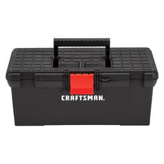 the craftsman's tool box is black with red handles