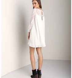 Absolutely Stunning Piece From Love And Lemons. The Bonita Lace Swing Dress. Gorgeous Crepe Like Fabric, Superbly Made. Fully Lined Lace Sleeves And Yoke Back Keyhole With Dainty Button Closure Attention To Detail Just Phenomenal. Nwot/Boutique Size: Small Retail: $182.00 Color: Ivory White Mini Dress With Lace Back For Spring, Spring Brunch Dress With Lace Back, Feminine Dress With Lace Sleeves For Date Night, White Mini Dress With Lace Sleeves, Chic White Mini Dress With Lace Back, White Feminine Dress With Lace Back, White Lace Dress With Lace Back For Spring, Feminine White Dress With Lace Back, White Lace Back Mini Dress For Date Night