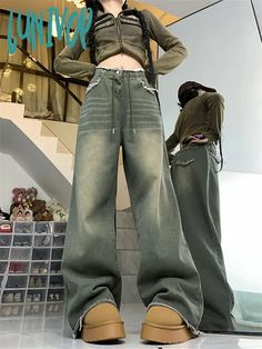 45300200210683|45300200243451|45300200276219|45300200308987 Baggy Green Denim Bottoms, Green Grunge Straight Leg Bottoms, Green Grunge Bottoms For Streetwear, Green Baggy Cotton Jeans, Green Baggy Wide Leg Jeans, Baggy Green Wide-leg Jeans, Green Non-stretch Denim Pants, Green Baggy Wide-leg Jeans, Baggy Green Jeans For Streetwear