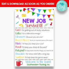 a new job survival kit with the text, it's free for everyone to use