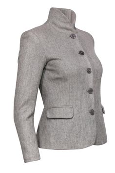 Grab this metallic, subtle statement piece today with some classic style by Ralph Lauren! Made with a soft cashmere and wool blend, this is a timeless piece to pair with your favorite sheath dresses. Size 4 49% Cashmere, 49% Wool, 2% Polyester Front button closures Rounded notch neckline Exterior pockets Metallic finish Some padding in shoulders Waist 32" Sleeve 22" Shoulder to hem 22.5" Elegant Long Sleeve Wool Tweed Jacket, Elegant Single Breasted Tweed Jacket For Winter, Elegant Tweed Jacket For Business In Fall, Elegant Single-breasted Tweed Jacket For Winter, Elegant Notch Lapel Tweed Jacket For Winter, Elegant Winter Tweed Jacket With Notch Lapel, Elegant Tweed Jacket With Notch Lapel For Winter, Elegant Wool Tweed Jacket For Work, Elegant Tailored Tweed Jacket For Winter