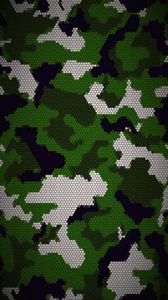 a green camouflage background with white dots