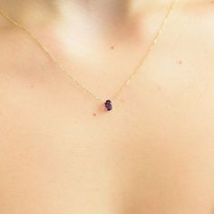 Amethyst Solitaire Necklace / 14k Gold Oval Amethyst Necklace / Layering Dainty Amethyst Necklace / February Birthstone  FREE SHIPPING  WITHIN THE USA If you have a special request please email or call me 201 906 1763  This necklace does come in larger sizes THE STONE IS A FULL CUT OVAL SHAPE NATURAL AMETHYST 6 by 4 MM . THE SETTING IS 14 K SOLID GOLD PRONG SETTING AND THE CHAIN IS ATTACHED TO THE BASE .  I MAKE THIS NECKLACE IN EVERY COLOR GOLD AND LENGTH. IF YOU WOULD LIKE A LARGER OR SMALLER February Gemstone, Solitaire Necklace, Oval Necklace, Necklace Layering, Garnet Jewelry, Rose Gold Chain, Jewelry Picture, Solitaire Necklaces, Authentic Jewelry