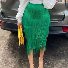 ad eBay - High Waisted Tassel Skirt Slim Hip Hugging Skirt Party Pencil Skirt Midi Skirts - Buy Now, click the link (eBay) Green Pencil Skirts, Eyes Beautiful, Ig Models, Tassel Skirt, Bodycon Pencil Skirt, Party Kleidung, Party Skirt, Fringe Skirt, Skirt Midi