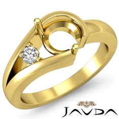 a yellow gold ring with a diamond on top and the word java written below it