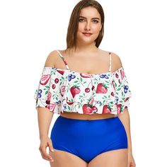 Plus Size Fruits Print Flounce Two Piece Swimsuit - Colormix - 3E66085312 - Women's Clothing, Plus Size Women's Clothing  #PlusSizeWomensClothing #Women's #Clothing # #Plus #Size #Women's #Clothing Summer Strawberry Print Swimwear, Spring Strawberry Print Swimwear, Strawberry Print Swimwear For Spring Beach, Spring Strawberry Print Swimwear For Beach, Strawberry Print Swimwear For Summer Beach, Strawberry Print Swimwear For Beach In Summer, Summer Strawberry Print Swimwear For Beach Season, Summer Fruit Print Swimwear, Strawberry Print Swimwear For Beach Season Vacation