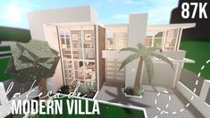 an image of modern villa with palm tree in the front yard and text that reads 8 / 7k