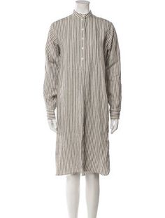 Michael Kors Collection ShirtdressNeutralsStripedLong Sleeve with Mock NeckButton Closure at FrontFit:Dresses by Michael Kors Collection typically fit true to size. Michael Kors Dress Print Greek, Michael Kors Collection, Midi Length Dress, Midi Length, Print Patterns, Dress Outfits, Michael Kors, Clothes For Women, Pattern