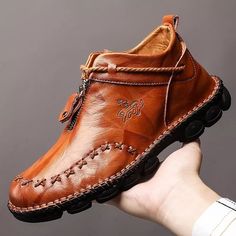 Category:Boots; Upper Materials:Leather; Season:Summer,Winter; Gender:Men's; Activity:Walking; Toe Shape:Round Toe; Style:Casual; Boot Shaft:Booties / Ankle Boots; Occasion:Daily; Closure Type:Zipper; Function:Handmade,Waterproof; Pattern:Solid Colored; Shipping Weight:1.073; Listing Date:11/16/2019; 2024 Trends:Comfort Shoes,Plus Size,Handmade Shoes; Foot Length:; Size chart date source:Provided by Supplier.; Special selected products:Clearance Handmade Leather Shoes, Mens High Tops, Martin Boots, Handmade Shoes, Short Boots, Casual Boots, Cow Leather, Shoes Online, Loafer Shoes