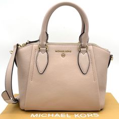 Brand New With Tag Michael Kors Sienna Medium Satchel Crossbody Bag Satchel Pebbled Leather 100% Leather From Tanneries Meeting The Highest Standards Of Environmental Performance From Tanneries Meeting The Highest Standards Of Environmental Performance Color: Soft Pink Gold-Tone Hardware 11”W X 8”H X 5.25”D Handle Drop: 4” Interior Details: Back Zip Pocket, Front Slip Pockets Lining: 100% Polyester Zip Fastening Dust Bag Not Included Imported Pink Michael Kors Shoulder Bag With Top Carry Handle, Michael Kors Blush Bag With Detachable Strap, Michael Kors Blush Crossbody Bag, Michael Kors Blush Leather Shoulder Bag, Pink Michael Kors Shoulder Bag With Handles, Classic Pink Michael Kors Bag, Michael Kors Pink Top Handle Satchel, Classic Pink Michael Kors Shoulder Bag, Michael Kors Pink Double Handle Satchel