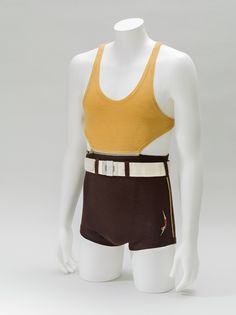 Jantzen, Inc., "Topper" Swimsuit, c. 1935, Los Angeles County Museum of Art, gift of Jantzen, Inc. Gents Fashion, Art Museums, Vintage Mens Fashion, Historical Clothing, Historical Fashion, Mens Swimwear, Modern Fashion