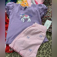 Matching Luigi Top And Shorts Set! Size 5 Super Cute Too Worn Once And Shorts Nwt Cute Spring Sets With Elastic Waistband, Purple Cotton Sets For Summer, Cute Purple Spring Sets, Pink Cotton Playwear Pants, Purple Summer Playwear Sets, Purple Playwear Sets For Summer, Summer Purple Playwear Sets, Pink Cotton Pants For Playtime, Pink Cotton Pants For Playwear