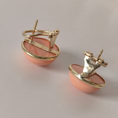 Beautiful Gold Earrings, Natural Coral, Gold Earrings, Coral, Ships, Stud Earrings, Italy, Gold