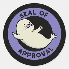 seal of approval sticker on a purple circle with the seal of approval in it