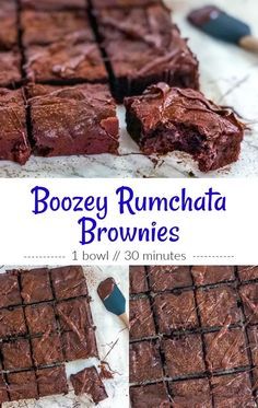 boozy rumchata brownies with chocolate frosting on the top and bottom