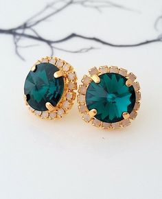 Emerald earrings,Emerald green earrings,Emerald jewelry,Bridal earrings,Bridesmaids gift,Dark green Dark Green Earrings, Cluster Earring, Bridal Earrings Studs, White Opal Earrings, Pearl Cluster Earrings, Crystal Colors, Petite Earrings, Emerald Green Earrings, Earrings Emerald