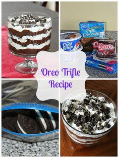 four different desserts with oreo - style toppings and chocolate cookies in them