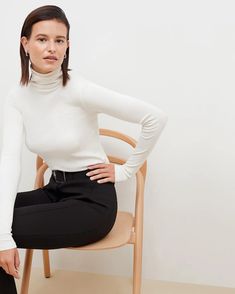 Axam Turtleneck - Organic Ribbed Pima Cotton :: Ivory – M.M.LaFleur Casual Ribbed Collar Turtleneck For Work, Casual Turtleneck With Ribbed Collar For Work, Casual Funnel Neck Turtleneck For Work, Casual Fitted Turtleneck With Ribbed Cuffs, Chic Spring Turtleneck With Ribbed Cuffs, Spring Chic Turtleneck With Ribbed Cuffs, Spring Workwear Long Sleeve Turtleneck, Long Sleeve Turtleneck For Work In Spring, Long Sleeve Turtleneck For Spring Workwear