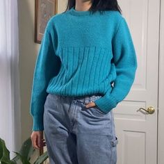 A Nice And Chunky Cable Knit Sweater. A Bright And Beautiful Light Blue Color (The Color Is More Accurate In The Try-On Photos). I Love The Contrasting Patterns In The Knitting On This Sweater. In Excellent Condition, Appear Unworn. Flay Lay Measurements Pit To Pit 20” Sleeve 23” Shoulder 18” Length 22.5” Vintage Items May Come With Minor Flaws Due To Pre-Loved Wear. Color Of Product May Slightly Vary Compared To Photo Due To Lighting. Please Enjoy And Appreciate This Item With Its Character. Vi Chunky Cable Knit Sweater, Chunky Cable Knit, Chunky Knit Sweater, Bright And Beautiful, Chunky Knits Sweater, Light Blue Color, Blue Wool, Cable Knit Sweater, Vintage Sweaters