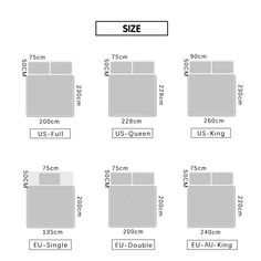 the size and width of mattresses in different sizes, with measurements for each bed