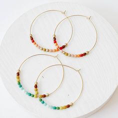 Bohemian 14k Gold Filled Round Beaded Earrings, Everyday Colorful Beaded 14k Gold Filled Jewelry, Everyday Jewelry With Colorful 14k Gold Filled Beads, Everyday Red Jewelry With Colorful Beads, Adjustable Hoop Jewelry With Gold Beads, Gold Hoop Earrings With Colorful Beads For Everyday, Everyday Gold Hoop Earrings With Colorful Beads, Beaded 14k Gold Filled Hoop Earrings, Adjustable Gold Bead Hoop Jewelry