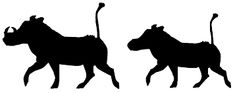 the silhouettes of two animals are walking together