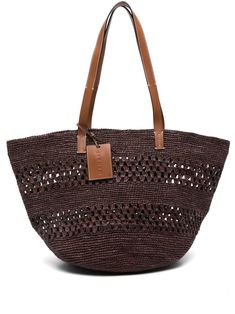 brown raffia woven raffia design perforated detailing leather shoulder straps open top logo charm main compartment internal patch pocket internal logo patch Shoulder Bag Brown, Raffia Bag, Woven Raffia, Demi Fine Jewelry, Summer Beach Wear, Fine Earrings, Ballet Flat Shoes, Ski Wear, Open Top