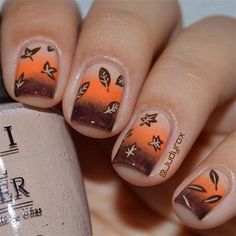 nails.quenalbertini: Autumn Nail Art Design | Meet The Best You French Tip Designs Short, Thanksgiving Nails Short, Nail Art Thanksgiving, Leaf Nail Designs, Nail Ideas Designs, Square Nail Designs