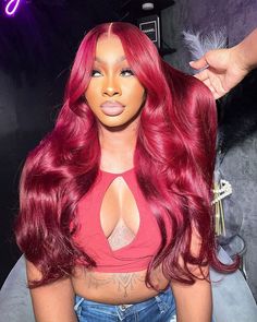 Burgundy 99J 13x6 Body Wave Lace Front Human Hair Wig HD Transparent Lace Frontal Wigs Brazilian Red Colored Remy Wigs for Women 180% US$:48.56 Pelo Color Borgoña, Future Hairstyles, Hd Lace Wig, Birthday Shoot, 100 Human Hair Wigs, Hair Brands