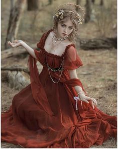 Red Goddess Dress, Red Regency Gown, Red Regency Dress, Autumn Gown, Persephone Cosplay, Persephone Outfit, Persephone Dress, Persephone Costume, Greek Goddess Dress