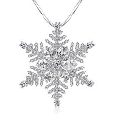 Material: Copper, Gold Plated, Cubic ZirconiaPendant Size: 4.5cm by 4.5cmChain Length: 56cmWeight: 19.3gDesign: Crystal Snowflake Pendant on a Chain NecklaceColor: Pink, White, Silver Silver Snowflake Necklace For Anniversary, Silver Snowflake Necklace With Cubic Zirconia, Silver Cubic Zirconia Snowflake Necklace, Christmas Silver Cubic Zirconia Necklace, Silver Clavicle Necklace For Christmas, Silver Cubic Zirconia Necklaces For Christmas, Silver Clavicle Chain Necklace For Christmas, White Cubic Zirconia Snowflake Necklace, Sterling Silver Snowflake Necklace For Wedding