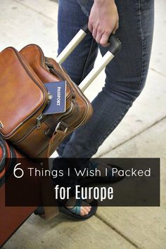 a person holding two pieces of luggage with the words, one week in a carry - on what to pack and how to pack it