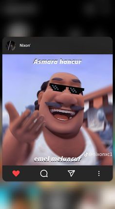 the animated character is wearing sunglasses and making a funny face with his hands in front of him