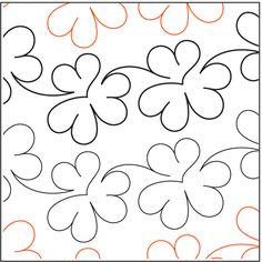 an image of flowers that are in the middle of a square frame with orange and black outline