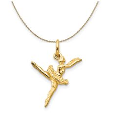 14k Yellow Gold Sm Ballerina Necklace Ballerina Necklace, Tiny Charm, Bow Jewelry, Disc Pendant, Small Pendant, Shell Pendant, Jewelry Companies, Black Bow, Gold Plated Silver