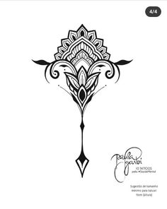 an ornamental tattoo design in black and white