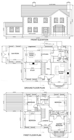 two floor plans for a house with three levels and one level on the first floor