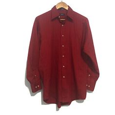 Izod Button Up Shirt Mens Med 32/33 Long Sleeve RED Wrinkle Free Christmas | eBay Red Button Up, Red Button Up Shirt Outfit Men, Red Long Sleeve Formal Shirt, Red Outfits Men, Red Button-up Dress Shirt For Semi-formal, Formal Red Button-up Shirt, Red Button Up Shirt Men, Mens Red Dress Shirt, Red Fitted Button-up Dress Shirt