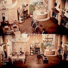 this is an aerial view of a living room and dining area in a dollhouse